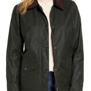 Barbour Shoreline Waxed Jacket in Sage - Size 4